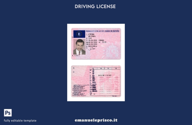 verified style modello di patente di guida spagnola in stile verificato template